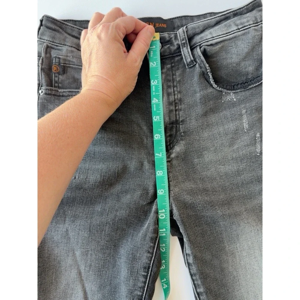 RISEN Jeans Women's 27/5 Gray Distressed Skinny Jeans Stretch Cropped
